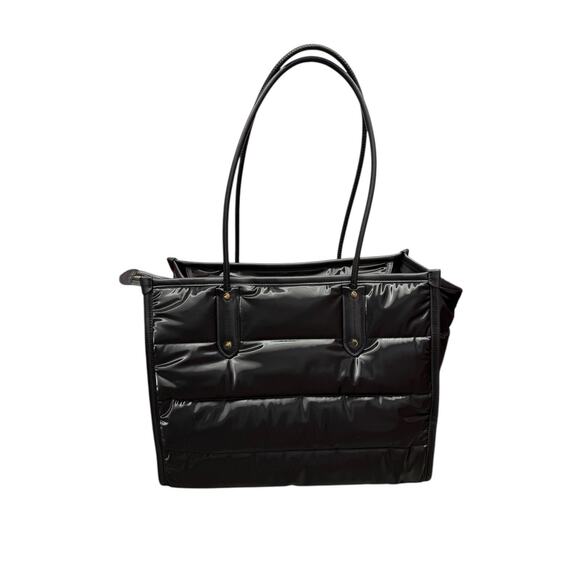 NEW Kate Spade Ella Puffy Black XL Tote Bag Nylon Leather Trim Travel Work Zip - Picture 7 of 9